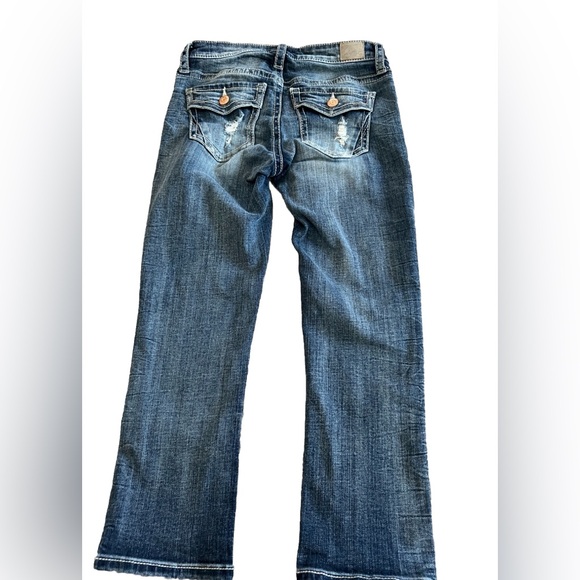 DAYTRIP VIRGO BUCKLE Distressed + Faded  Denim Crop Jeans Size 24 29x24 - Picture 4 of 11